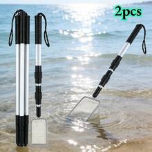 1pc/2pcs Stainless Steel Retractable Long Handle Multipurpose Beach Sifter Shovel, Shark Tooth Design, Suitable For Beach Treasure Hunting, Shell Collection, And Home Litter Box Cleaning, Outdoor Tool, Multifunctional Sifter Shovel - Stainless Steel Beach Sieve - View 9