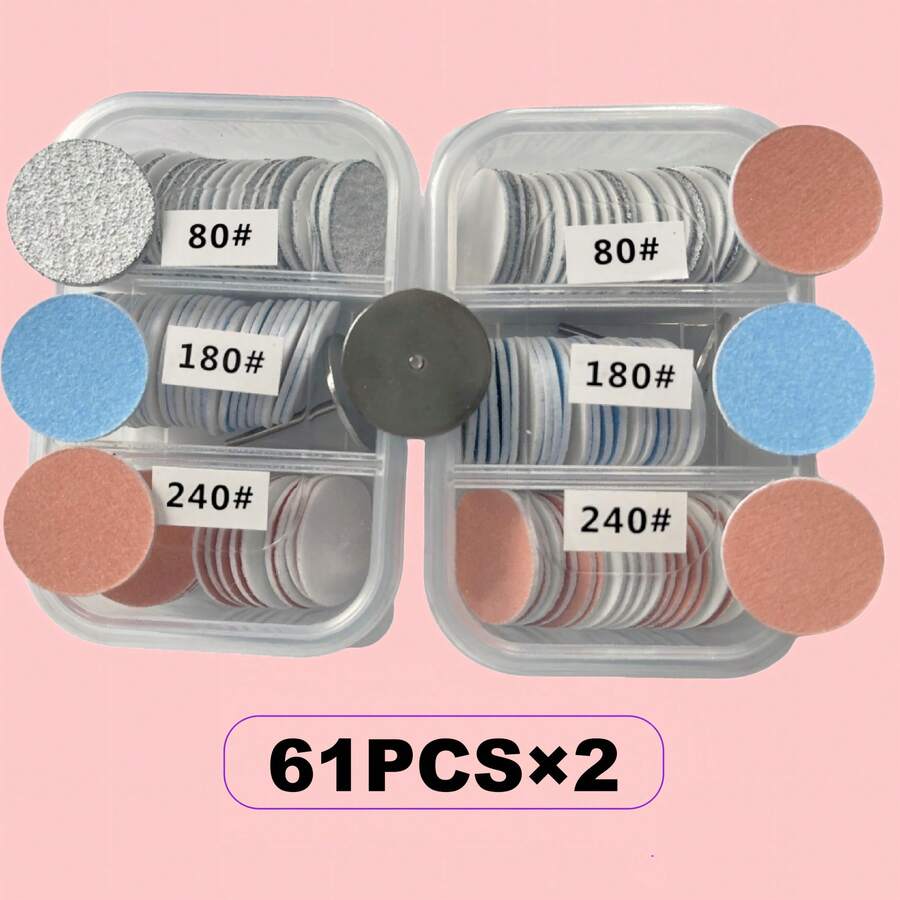 Bộ 2 gói đĩa mài móng cỡ lớn 25mm (0.98 inch) - 120 miếng giấy nhám thay thế + 1 đầu trục kim loại, độ nhám 80/120/180/240 (thô/trung bình/mịn) dùng cho máy mài gót chân điện, máy tẩy chai sạn và máy đánh bóng móng. - 122 CÁI - Xem 1