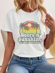Camisetas de manga corta con cuello redondo para mujer, estilo casual, retro, divertidas, para la playa, verano, ocio, "You Had Me At Day Drinking". - Blanco 2 - Ver 7