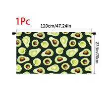 1pc, Home Decor, Avocado Pattern Printed Table Skirt, Kitchen Small Curtain, Kitchen Cabinet Cover, With Curtain Holes, Easy To Hang, Rectangular, Machine Woven, Machine Washable, Kitchen Decoration And Accessories, Perfect For Kitchen Cabinets And Home Decor - Multicolor - View 12