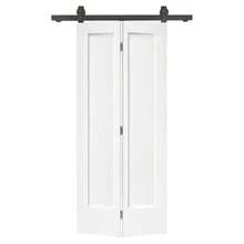 36 In. X 80 In. 1 Panel Shaker White Painted MDF Composite Bi-Fold Barn Door With Sliding Hardware Kit - White; 80" H X 36" W1 - View 1