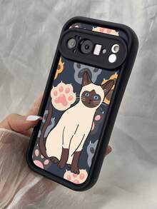 NR180 シャム猫のかわいい猫,対応するPixel 10 9 8 Pro 9A 8A ケース、対応するiPhone17 16 15 14 13 12 11 Pro Max 7 8 16 15 14 Plus 16e 17e 17 Air ケース、フルカメラ保護ソフト TPU ケース、キャンディカラーエンジェルアイラダーマットシリコン肌に優しいタッチフォンケースカバー（女性＆女の子向け） - ブラック - チェックする 4
