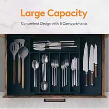 1pc Large Kitchen Utensil Organizer Rack With Expandable Drawer, Adjustable Cutlery Tray, Suitable For Storing Knives, Forks, Spoons And Spatulas - Multicolor - View 2