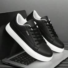 Men's Casual Patchwork Low-Top Sneakers, Comfortable Outdoor Sports Leisure Shoes, Casual Shoes - Black - View 17