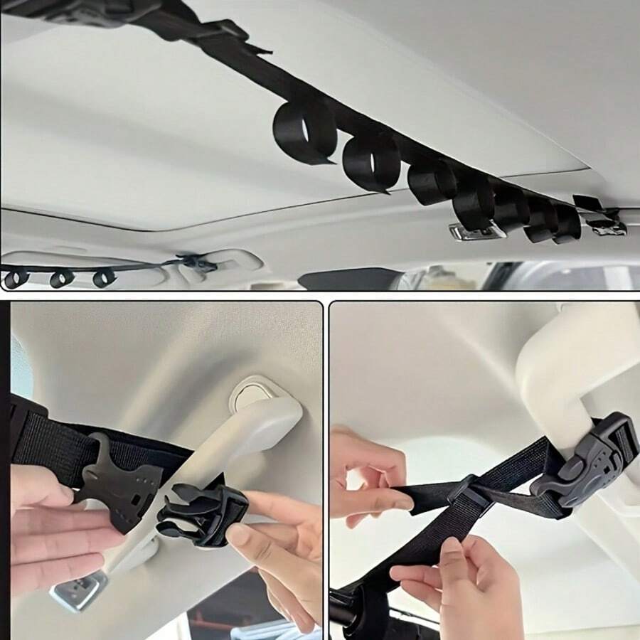 2/4PCS Car Fishing Rod Holder Strap Set, Adjustable Roof Fishing Rod Storage Rack, Nylon Straps And Black PA Float Design, Reinforced Webbing Adjustable Fishing Rod Fixing Strap, Long-Lasting Durable For Long-Term Fishing Trips, Easy Installation, Easy Storage, Compatible With SUV, Truck And Van - Multicolor - View 1