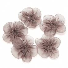 5个纯色五瓣花发夹、发带、发圈DIY配件，3D水晶花朵贴片，可用于服装、胸针、包包、手腕装饰 - 花朵 - 查看 14