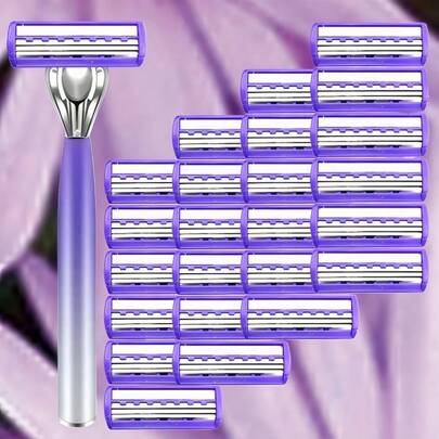 Purple Women's 3-Layer Shaver - Reusable, Fragrance Free Blade, Smooth Shaving Of Body Hair, Legs, And Beards