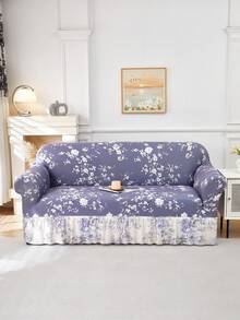 1pc Slip-Resistant Elastic Decorative Sofa Cover, Milk Silk Fabric Floral Print Skirt Design, Fit For Single/Double/Three/Four Seater Sofa, Pet-Friendly, Colorful, Suitable For Spring/Summer/Autumn/Winter - Multicolor - View 5