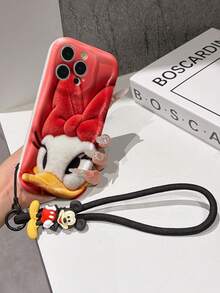Disney Mickey Mouse Clubhouse Phone Case : 3D Fluffy Pattern Border Protector Phone Soft Phone Case With A Free Cute Mickey Bracelet Chain Lanyard, Mickey, Minnie, Goofy, Donald Duck, Daisy Duck, Pluto, For Apple 17 Promax 17 Pro 16 15 14 13 12 11 Pro Max XS Max X XR Soft Cover Summer Phone Case - White - View 6