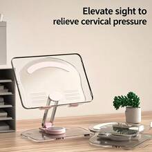 1 Piece Minimalist Acrylic Clear Desk Phone Stand, 360° Rotating, Waterproof, High Transparency Stand For Tablet PC, Laptop, Multifunctional Adjustable And Foldable Desktop Shelf, Compact Folding Design, Easy To Carry, Essential For Bedroom, Thick And Creative Support - Acrylic Phone Stand - View 6