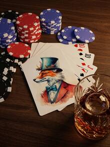Naipes personalizados con arte de animales, fotos personalizadas, naipes impermeables con diseño de acuarela de zorro con superficie de cojín de aire, naipes de acuarela de zorro duraderos adecuados para juegos de ocio y competitivos, perfectos para noches de juegos, fiestas de póker y regalos únicos - Multicolor - Ver 4