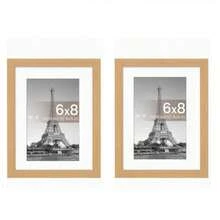 Bộ 1/2 khung ảnh 6x8 màu đen/trắng/gỗ tự nhiên chất lượng cao, hiển thị ảnh 4x6 có viền hoặc 6x8 có mặt sau, có thể treo tường hoặc để bàn, bộ khung ảnh trưng bày, món quà tuyệt vời cho Ngày của Mẹ, Ngày của Cha, Giáng sinh, các bữa tiệc và lễ kỷ niệm. - nhiều màu - Xem 12
