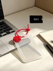Cute Rose Decor Card Holder, Clear Id Badge Holder With Adjustable Braided Lanyard, Transparent Card Protector For Student Id, Work Badge, Bus Pass, Keychain Style, Waterproof & Durable Card Case For Office Staff, Students, Nurses, Teachers, For Work Id, School Id, Credit Cards, Keychain Style - Multicolor - View 6