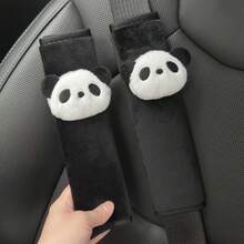 1个可爱熊猫安全带套，保护颈部，防止安全带摩擦。熊猫汽车内饰装饰，趣味汽车配件，轻巧设计，舒适坐垫，汽车安全带肩垫 - 安全帶墊套 - 查看 1