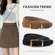 Thắt lưng nữ giả da lộn mờ, thắt lưng trang trí phong cách cao cấp cho quần thường ngày & chân váy denim, thắt lưng khóa cổ điển - Thắt lưng thời trang nữ phong cách mới - Xem 2