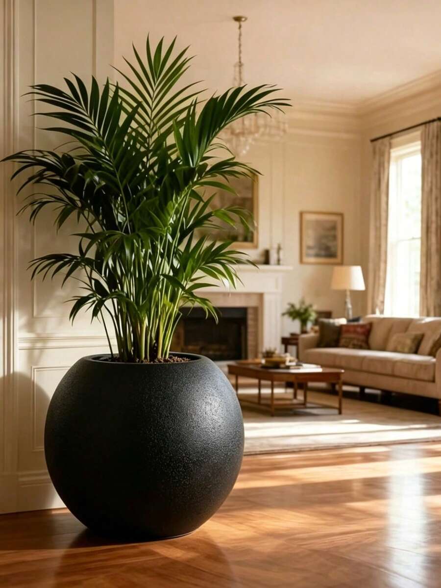Elegant White Spherical Weather-Resistant Plastic Planter - For Indoor/Outdoor Use, Suitable For Artificial Plants, Succulents, Ferns, Mall, Garden, Balcony, Housewarming Decor, Easy To Clean, Lightweight, Ideal For Christmas, Thanksgiving - Multiple Styles - View 1