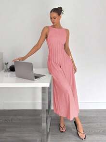 YHHSiren Gaze Nuevo vestido largo de estilo de verano con pliegues en la cintura y silueta evasé para mujeresYHH - Rosa - Ver 2