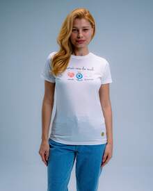 T-shirt Feminina Cristã Cruz Type  - Livrai-me - Branco - Visão 1