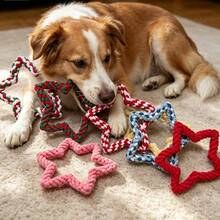 1Pc Star Shaped Dog Rope Chew Toy, Durable Five-Pointed Star Knot Toy For Aggressive Chewers, Tough Bite-Resistant Interactive Tug Of War Toy For Small/Medium Dogs, Teeth Cleaning & Boredom Relief Pet Training Toy - Multicolor - View 7
