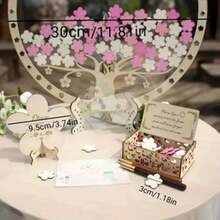 Libro de visitas Sakura, Willow, incluye caja de madera y 60, 80, 100, 120 piezas de madera - Decoración rústica para bodas, adecuado para aniversarios, cumpleaños y ocasiones especiales, opción perfecta para recopilar mensajes sinceros - Ver 9