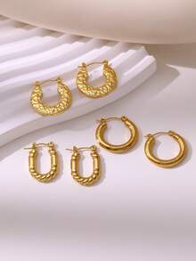 Minimalist Asymmetrical U-Shaped Stainless Steel Earrings For Women, French Style Fashion Item, Random Style Shipped, Suitable For Daily Wear And Dates, Great Gift For Women On Mother's Day, Ramadan, Graduation - New U-shaped Hydraulic Earrings - View 8