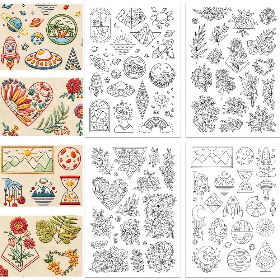 Water-Soluble Butterfly Flower Embroidery Pattern, Self-Adhesive Water-Soluble Embroidery Fabric Paper, Handmade Sewing Hobbyists Washable Embroidery Paper