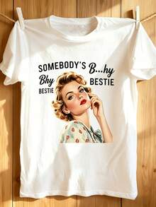Camiseta de mujerEstilo retroMujeresEslabones divertidosImpresión de patronesManga corta blancaAlgodónCuello redondoCorte regularSuave y transpirableTops de veranoEstilo casual retro de modaAdecuado para fiestas en la playaRopa de uso diario, excelentes blusas para regalar en las vacaciones.paramujer, camisetasdemujer, blusascasualesparaDama, FiestaConjunto, DiarioDesgaste, PerfectoParaVacaciones&Tiempo de Juego GenialParaFiesta&FamiliaVacaciones, IdealParaRegalos, CalleEstilo, a la modaModa - Blanco - Ver 7