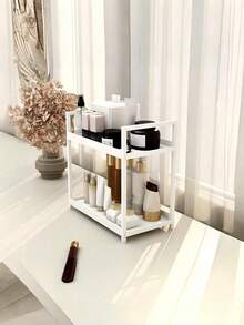 Multi-Color 2-Tier Bathroom Storage Organizer, Countertop Cosmetic Rack For Skincare And Makeup, Compact Design Keeps Toiletries Tidy, Perfect For Bathroom, Vanity, And Bedroom Use, Maximizes Small Space With Style. Christmas, Halloween, Easter, Thanksgiving, Holiday Season Gift - Bathroom Storage Rack - View 7