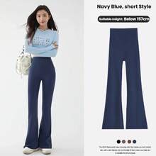 Nuevos pantalones de tiburón acampanados de cintura alta para mujer, pantalones de tiburón elásticos con corte de bota de verano, pantalones casuales Retro, ropa de calle para mujer - Marina 157CM abajo - Ver 5