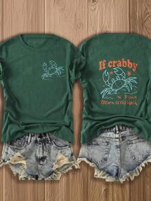 3 Camisetas de Algodón Estampadas a Doble Cara, Cómodas, Elegantes con Diseño Minimalista, Casuales y Versátiles, Estilo INS con Diseño de Cangrejo en el Pecho, Camisetas Vintage, Camisetas Gráficas Streetwear|Moda Urbana Local de Primavera/Verano||Uso Casual Diario Primavera Verano Moderno Moldeador|Conjunto de verano para mujer, ropa para vacaciones|Blusas elegantes para mujer, ropa de primavera, blusas de verano. - Blanco - Ver 5