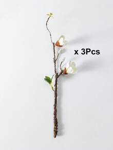 MEHELANY 3支白色仿真玉兰花，丝绸假花，单枝仿真玉兰花，适用于家居婚礼派对装饰、书桌办公室门廊桌饰、春夏户外派对装饰、房间装饰、家居装饰、返校学习用品 - 彩色 - 查看 12