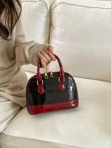 Bolso de mano de mujer, bolso de tela acolchado con diseño de concha - Rojo - Ver 5