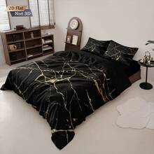 3pcs Marble Texture Pattern Printed Duvet Cover Set, Includes: 1pc Duvet Cover + 2pcs Pillow Shams (Comforter & Pillows Not Included), Polyester Fabric, Soft & Comfortable Bedding Set, Zipper Closure, Machine Washable, Suitable As Gift, For Bedroom, Travel, Dorm (Male/Female) All Seasons - Multicolor - View 6