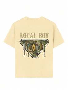 Tween Boy Casual Graphic Print Crew Neck Short Sleeve T-Shirt, Summer Top - Apricot - View 7