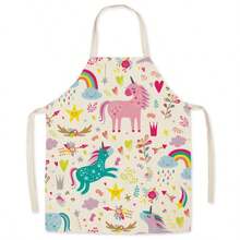 1pc Unicorn Pattern Apron, Suitable For Advertising Promotion, Supermarket, Home Kitchen, Fashionable Catering, Milk Tea Shop, Etc. - Multicolor - View 4