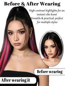 24Inch Long Straight Synthetic Hair Clip In Hair Extension Highlights Colors Claw Ponytail Hairpiece Accessories For Women - Multicolor - View 4