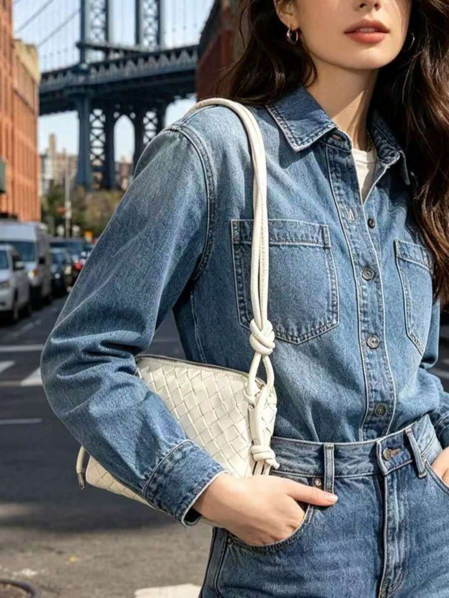 女款時尚極簡主義單肩包、手機包、貴金屬鏈條手提包,適合約會晚餐、年輕女孩、情侶約會、商務晚餐及其他場合 - 白色 - 查看 1