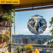 1pc 3D Elephant & Starry Wind Chime With Rotating Hook - 360° Rotating Iron Wind Spinner, 10 Inch Diameter For Indoor/Outdoor Garden Decor, Suitable For Wedding, Christmas, Party - Soothing Sound Effect, Battery/Power-Free, DIY Arch & Home Hanging Decor (Pendant Not Included), Random Style - A - View 6
