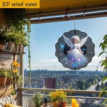 1个3D立体天使摆件，身着白色连衣裙，在星空下翩翩起舞。尺寸：10英寸*10英寸，带旋转挂钩，可360°旋转DIY创意风车，适合作为节日礼物赠送亲朋好友（不含吊坠，款式随机）。 - 多色 - 查看 9
