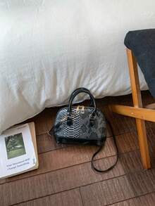 Bolso de mano de mujer, bolso de mano con diseño acolchado de concha - Negro - Ver 6