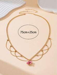 1pc Elegant Summer New Vacation Beach Style Tassel Chain Gradient Tie Dye Pink Hibiscus Pendant Waist Chain For Women - Flowers - View 5
