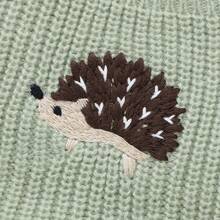 1pc Korean Ins Style Infant Knitted Bib Jumpsuit, Cute Hedgehog Embroidery Pattern, Unisex Baby Simple Versatile Knitted - Green - View 5