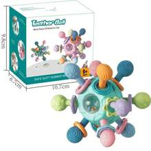 Juguetes para bebés de 0 a 12 meses, sonajero giratorio, bola, actividad de agarre, juguete de desarrollo para bebés, mordedor de silicona, juguetes sensoriales para bebés - Rosa-S - Ver 9