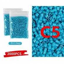 2000颗熔珠套装，蓝色C系列2.6毫米补充装，适用于DIY手工艺品，如吊坠和首饰，适合作为生日、毕业、情人节、万圣节派对礼物，多种2.6毫米熔珠散装补充套装，独立包装 - 2.6mm拼豆豆 - 查看 23