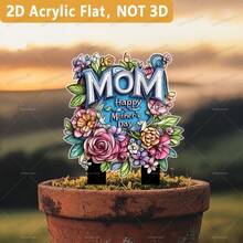 2D Flat Acrylic Memorial Plaque, Mom Memorial Garden Stake, Waterproof Rose Memorial Plaque For Outdoor Mourning, Suitable For Outdoor Garden Cemetery Decoration - B - View 3