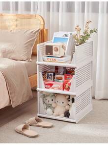 4 piezas Cesta de almacenamiento plegable para cajones, Organizador de armario apilable, Caja de almacenamiento con particiones para armario, gabinete, cocina, baño, Caja de almacenamiento de armario, Divisores de armario e insertos de estantería, Unidad de cajones de armario, Estantería escalonada, Estante de almacenamiento, Gabinete de cocina - Multicolor - Ver 6
