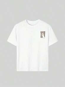 1 Piece Short Sleeve T-Shirt With Round Neck And Graphic Print For Teenage Girls, Summer Clothes For Young Students - Duck With Question Mark, Designed For Unique Animal Lovers. - 白色 - 查看 4