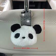 闪亮钻石熊猫汽车挂钩，座椅靠背储物袋，可爱毛绒熊猫材质，通用型 - 座椅收納掛鉤 - 查看 2