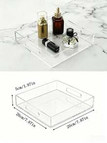 Transparent Acrylic Extra Large Tray With Handle, Acrylic Tray For Holding Food, Drinks, Snacks And Appetizers, Rectangular Tray, Coffee Table Tray, Acrylic Makeup Storage Box, Acrylic Entertainment Tray, Suitable For Fruits, Cookies, Desserts, Snacks, Reusable - Transparent - View 8