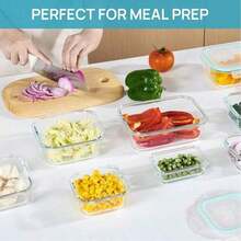 8PCS Glass Food Storage Containers With Lids, Food Storage Containers, Leak-Proof, Suitable For Fruits, Vegetables, Kitchen, Picnic, Meal Preparation, Refrigerator - 綠色 - 查看 4